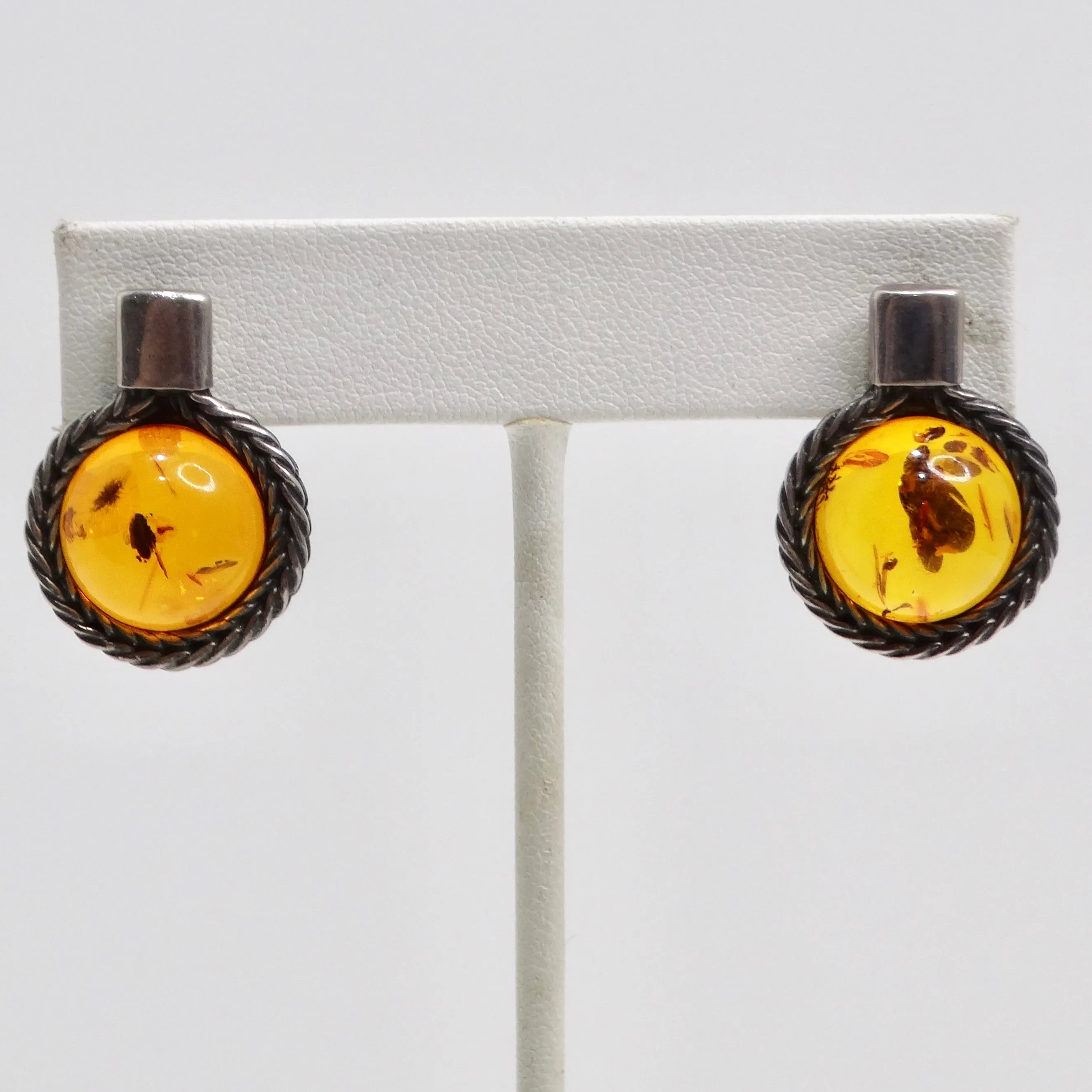 1960s Silver Amber Earrings