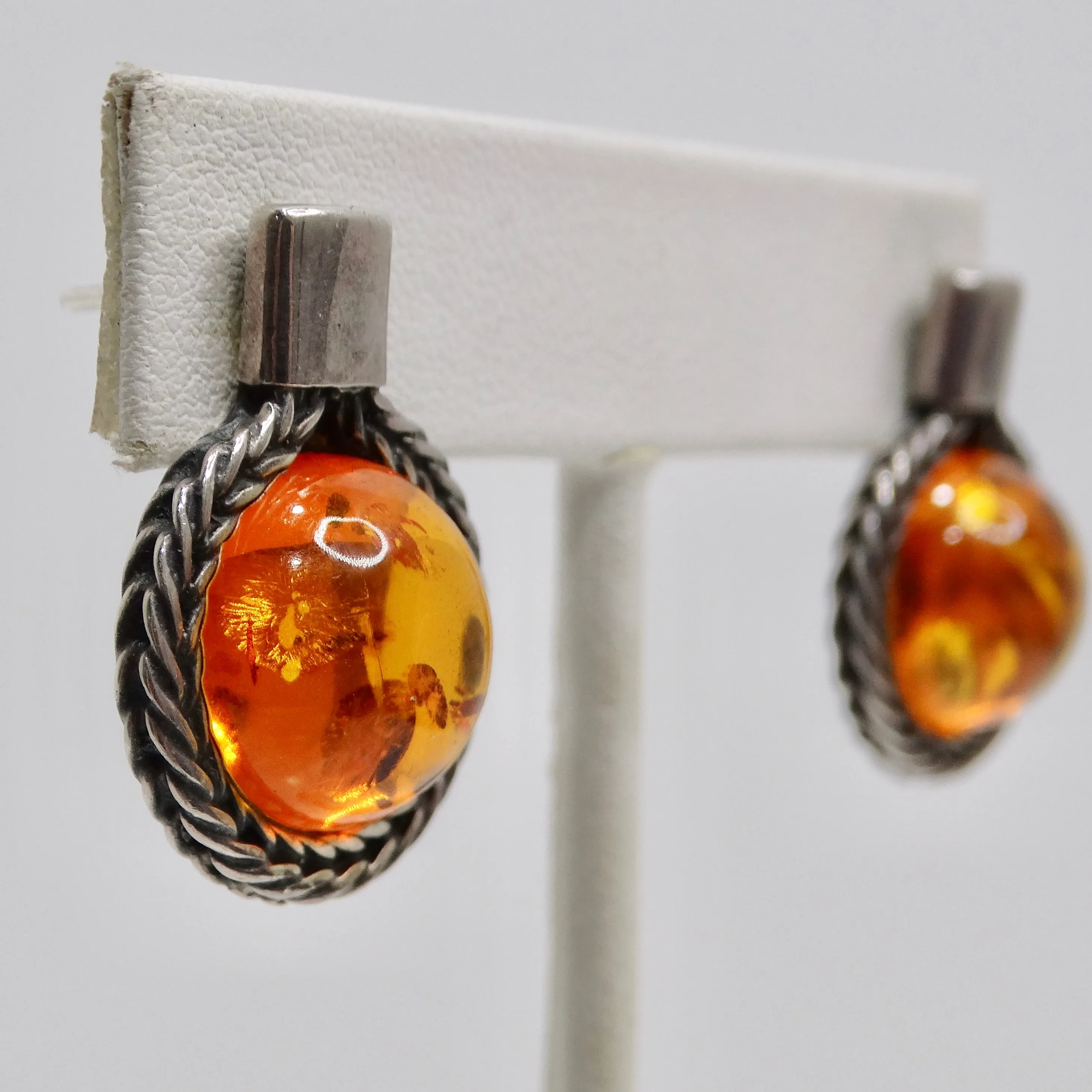 1960s Silver Amber Earrings