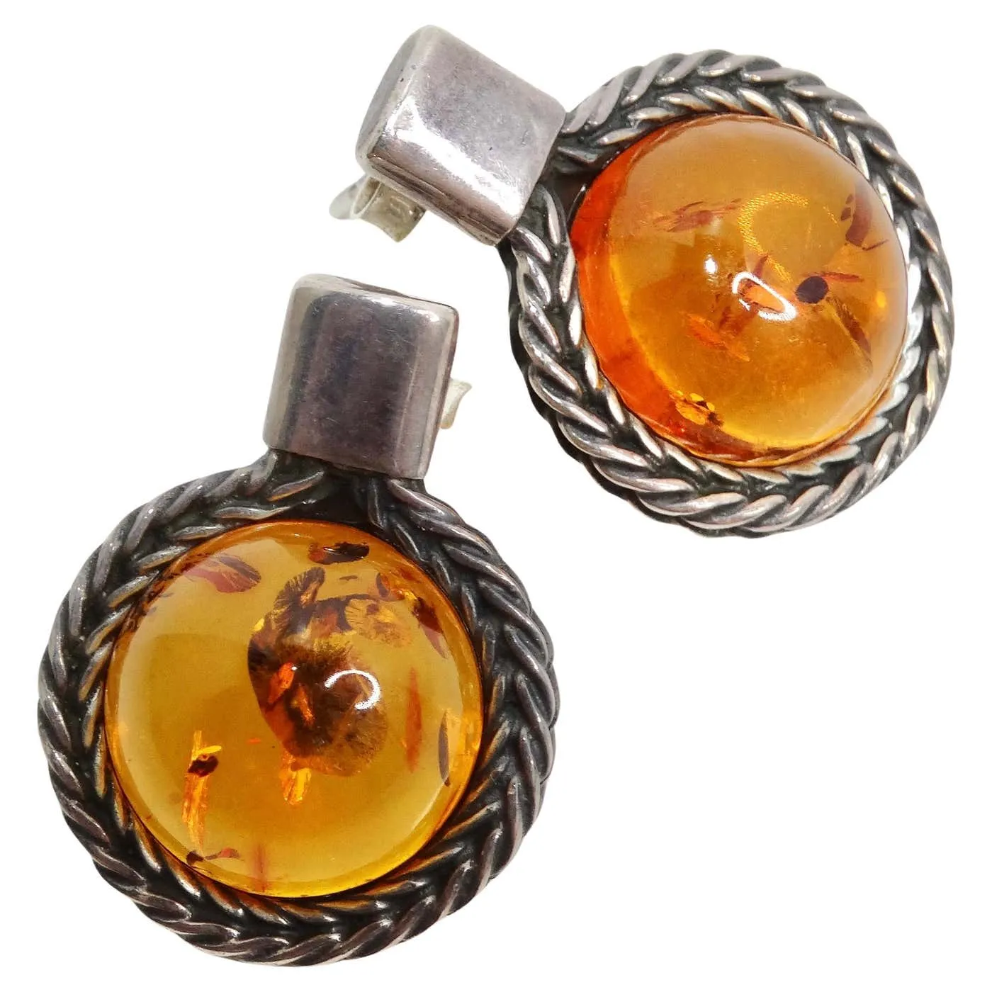 1960s Silver Amber Earrings