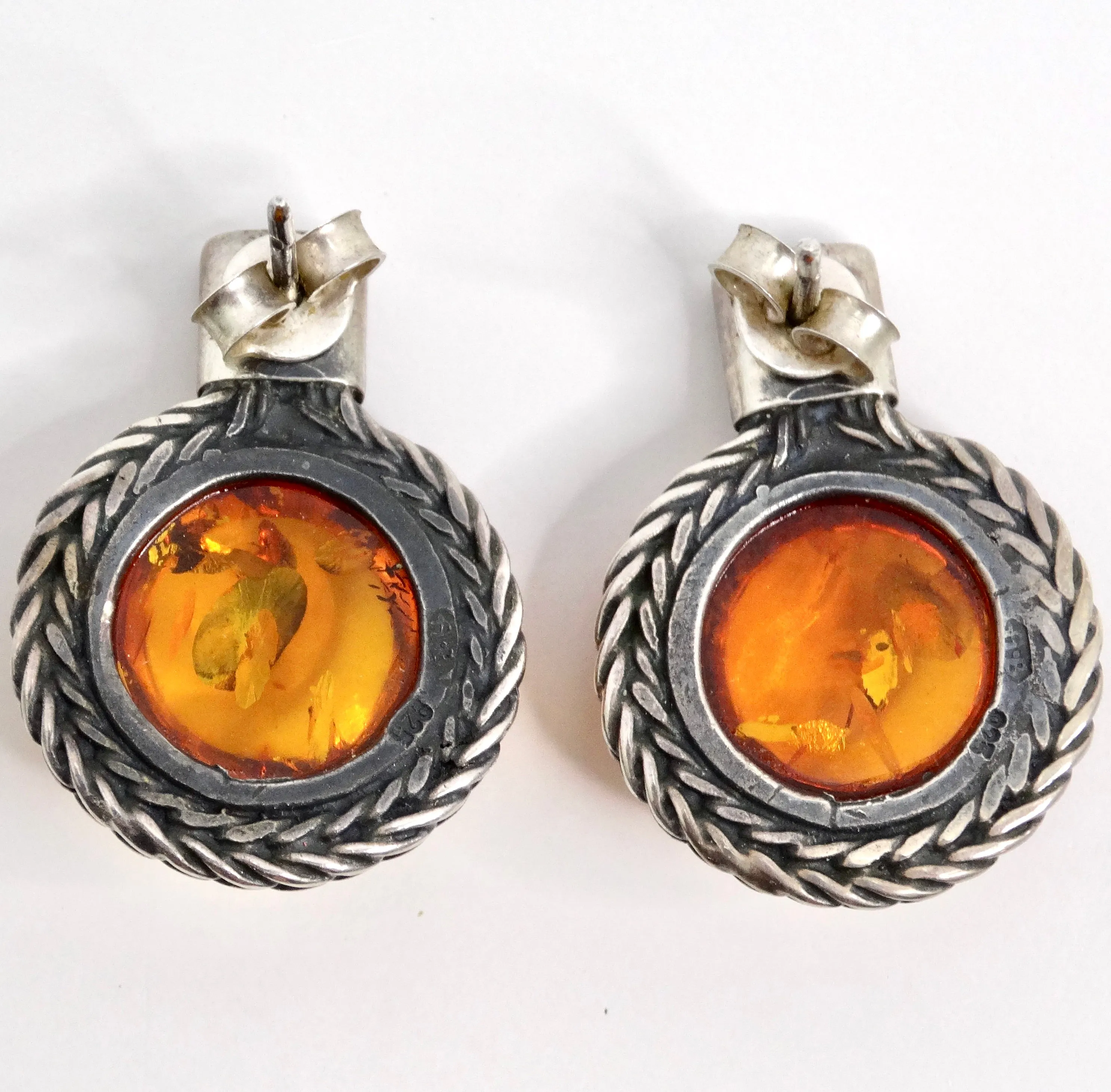 1960s Silver Amber Earrings