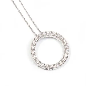 1ct 14k White Gold Diamond Circle Pendant