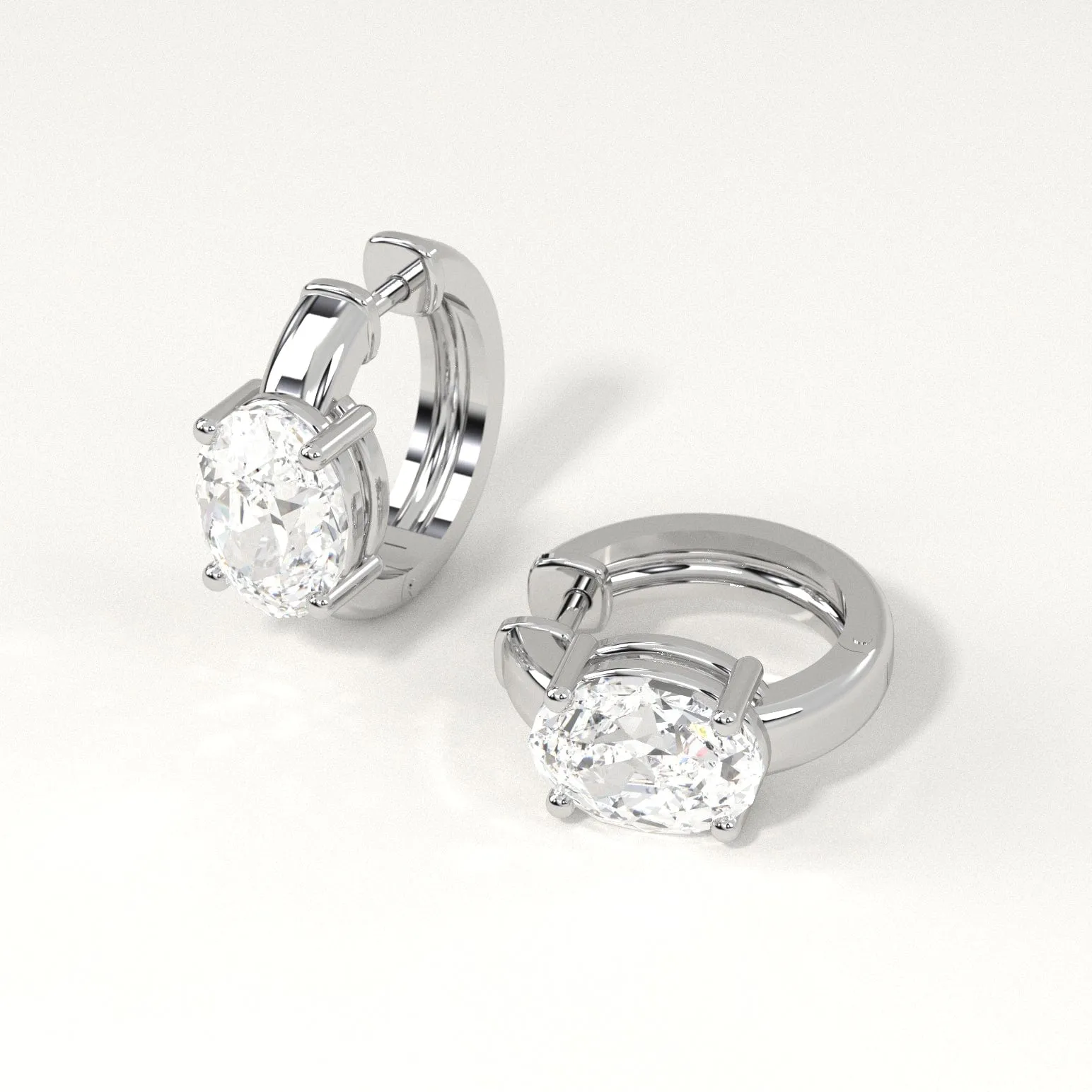 2 carat Oval Diamond Hoop Earrings