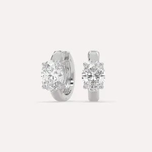 2 carat Oval Diamond Hoop Earrings