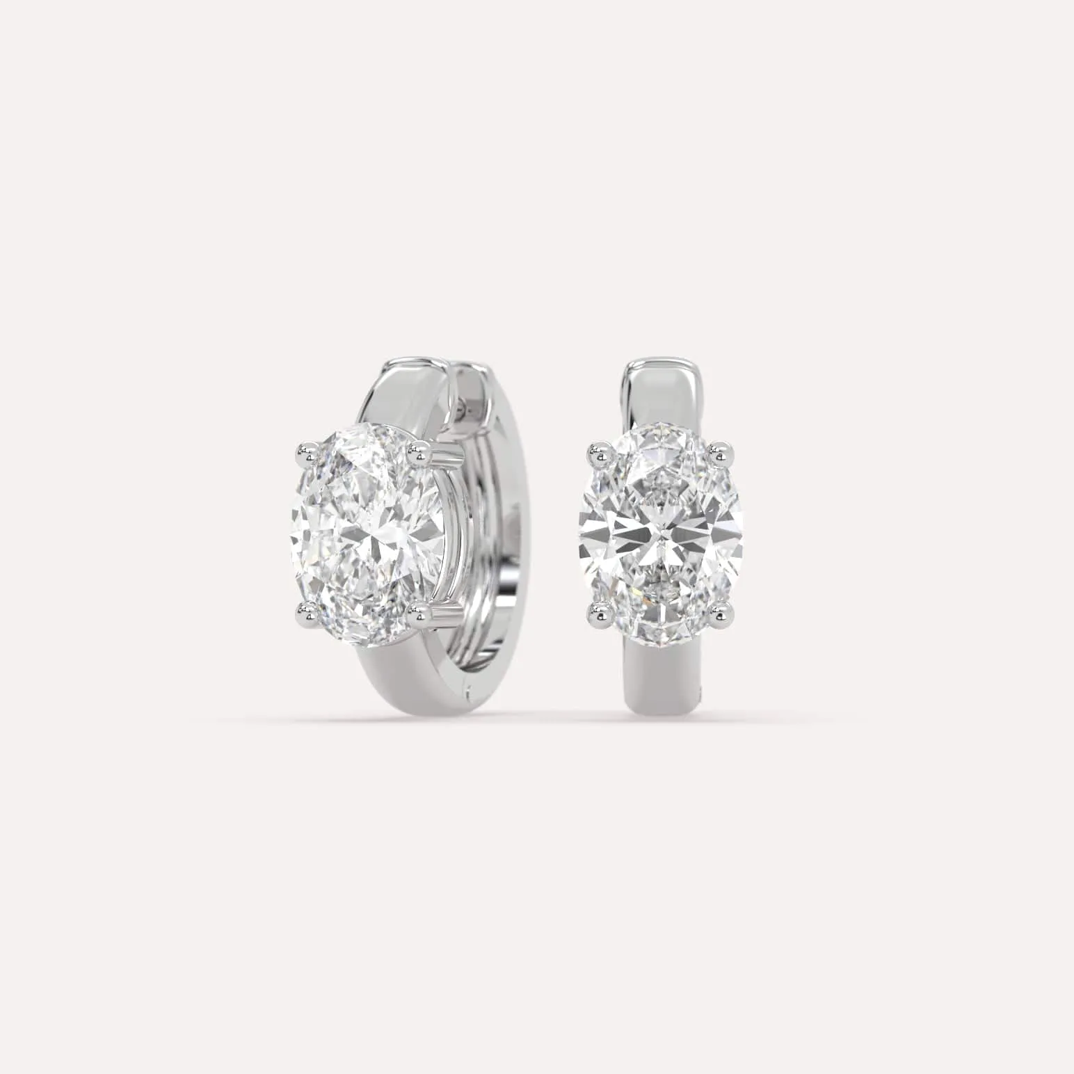2 carat Oval Diamond Hoop Earrings