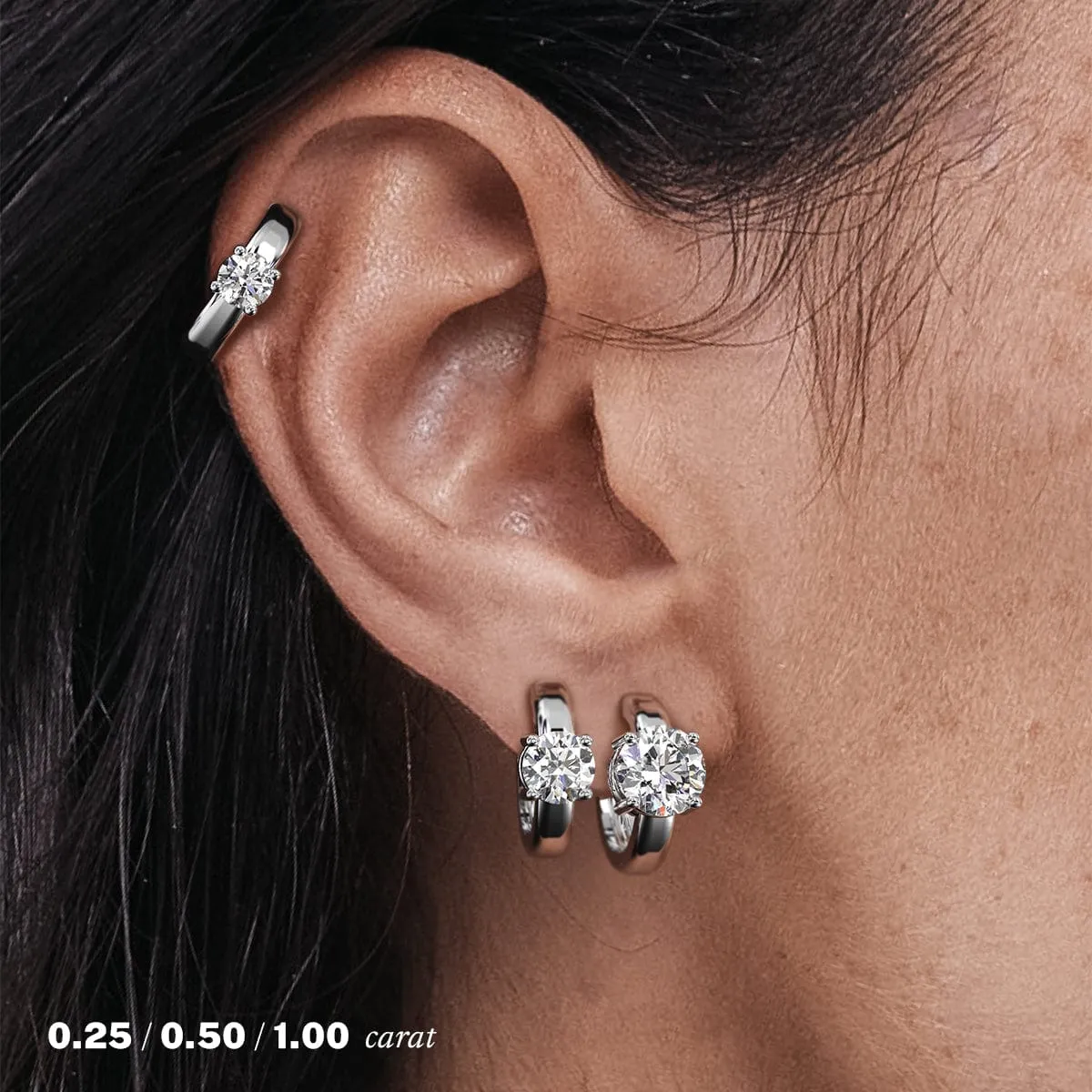2 carat Round Diamond Hoop Earrings