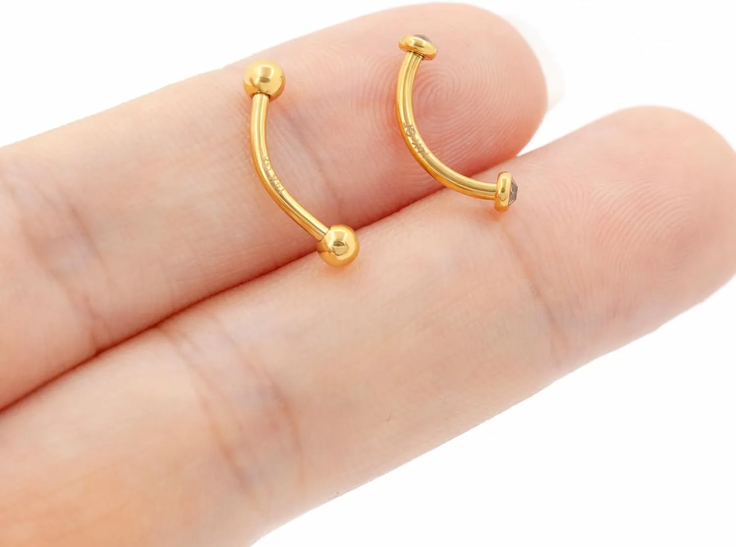 2 Pcs 14k Gold Filled Eyebrow Rings, 16G Threaded Rook Piercing Jewelry, Surgical Steel Vertical Lip Labret Belly Tongue Ring Daith Earring Curved Barbells