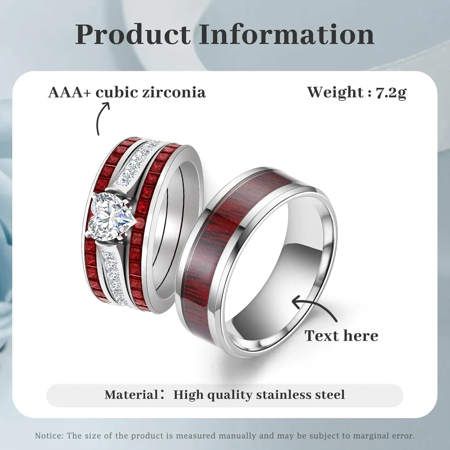 2 PCS Personalized Promise Rings for Couples Custom Wedding Rings for Him and Her Engraved Couples Rings Set His and Her Wedding Bands Engagement Gift