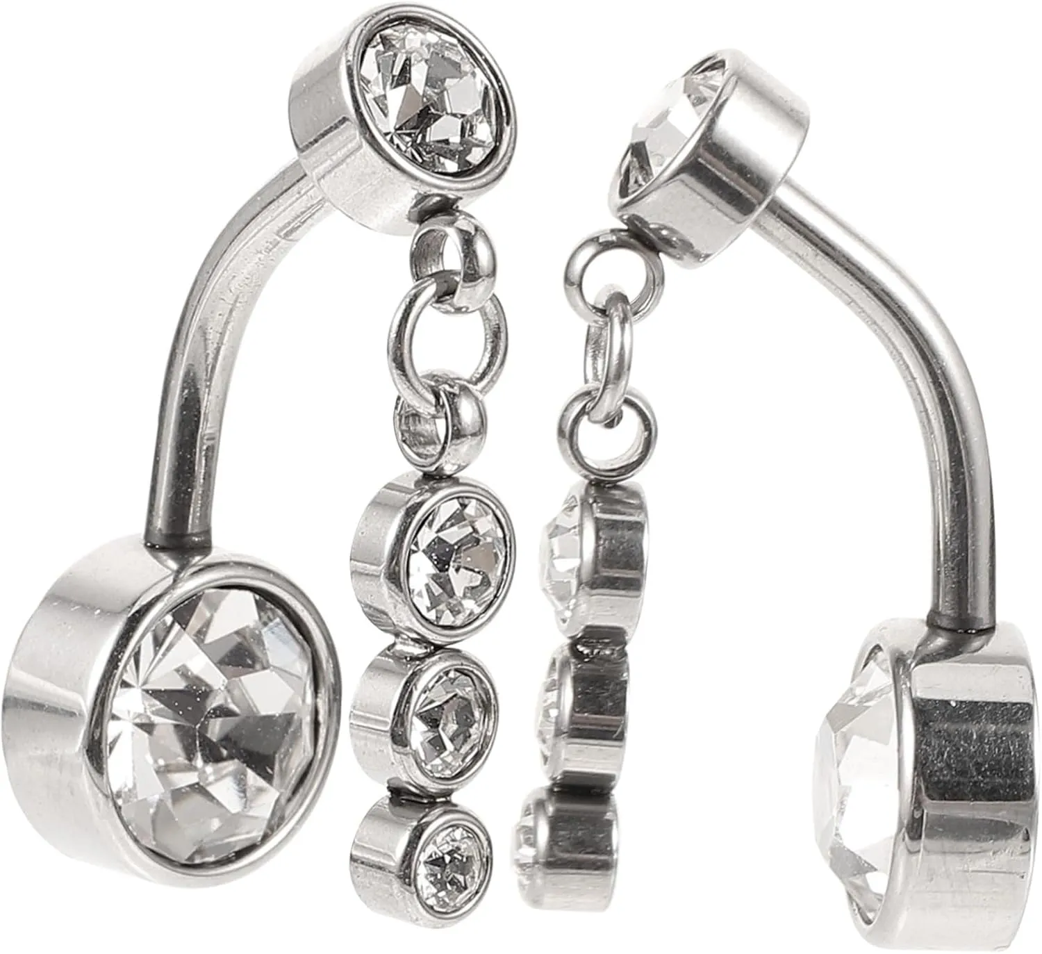 2 pcs Rhinestone Navel Rings for Women Elegant Belly Button Piercing Jewelry Design for Parties Eye Catching Decorative Kit