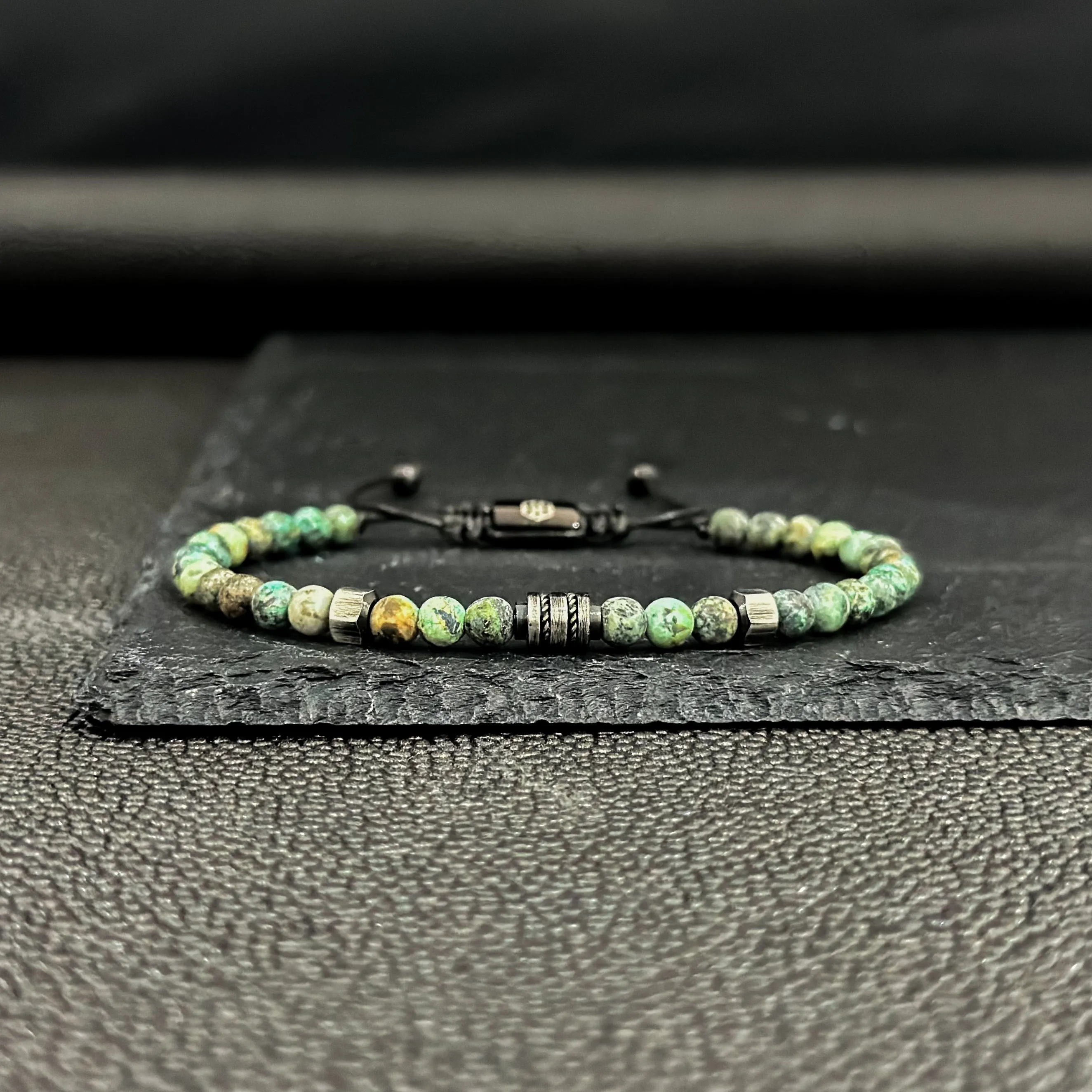 2010 Men’s Minimalist Matte African Turquoise Beaded Bracelet