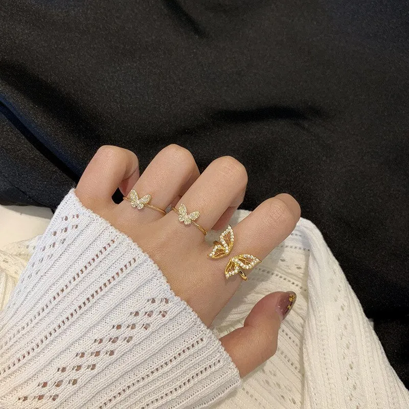 2021 Korean New Style Exquisite Fashion Simple Butterfly Ring
