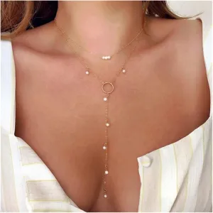 2022 Trend Pearl Thick Chain Pendant Necklace Compatible with Women Kpop Fashion Collar Necklace Choker Jewelry Female (Metal Color : IF1480831)