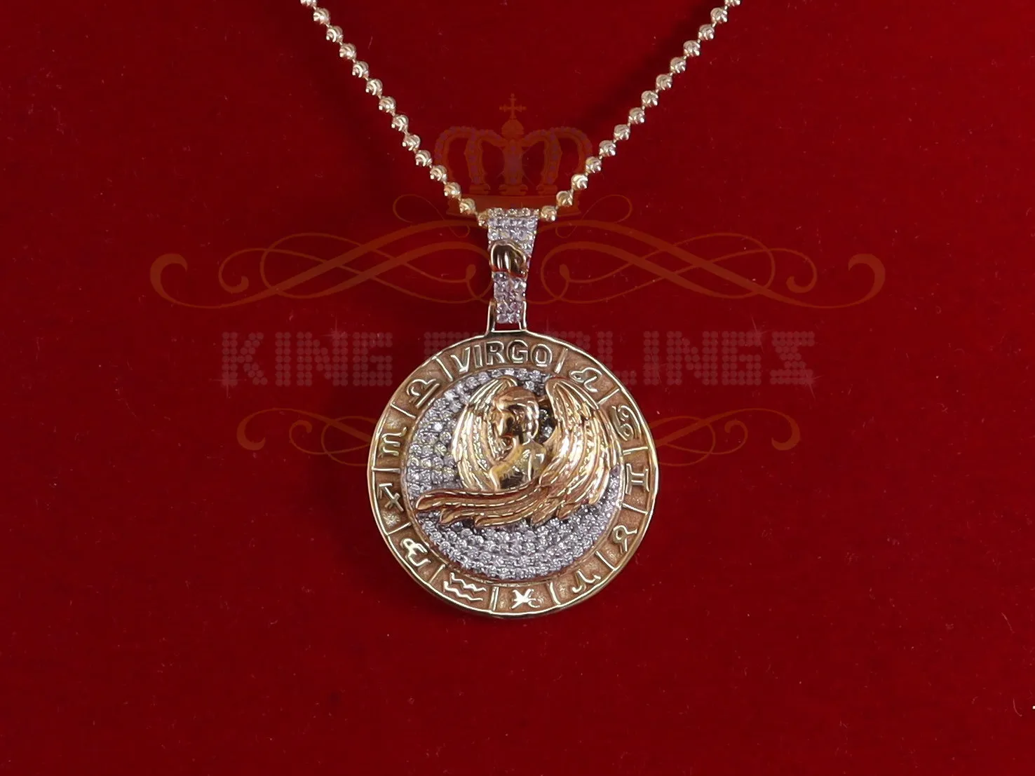 2.23ct Cubic Zirconia Sterling Yellow Silver VIRGO Pendant For Men's & Women's