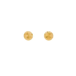 22K Yellow Gold Flat Ribbed Studs