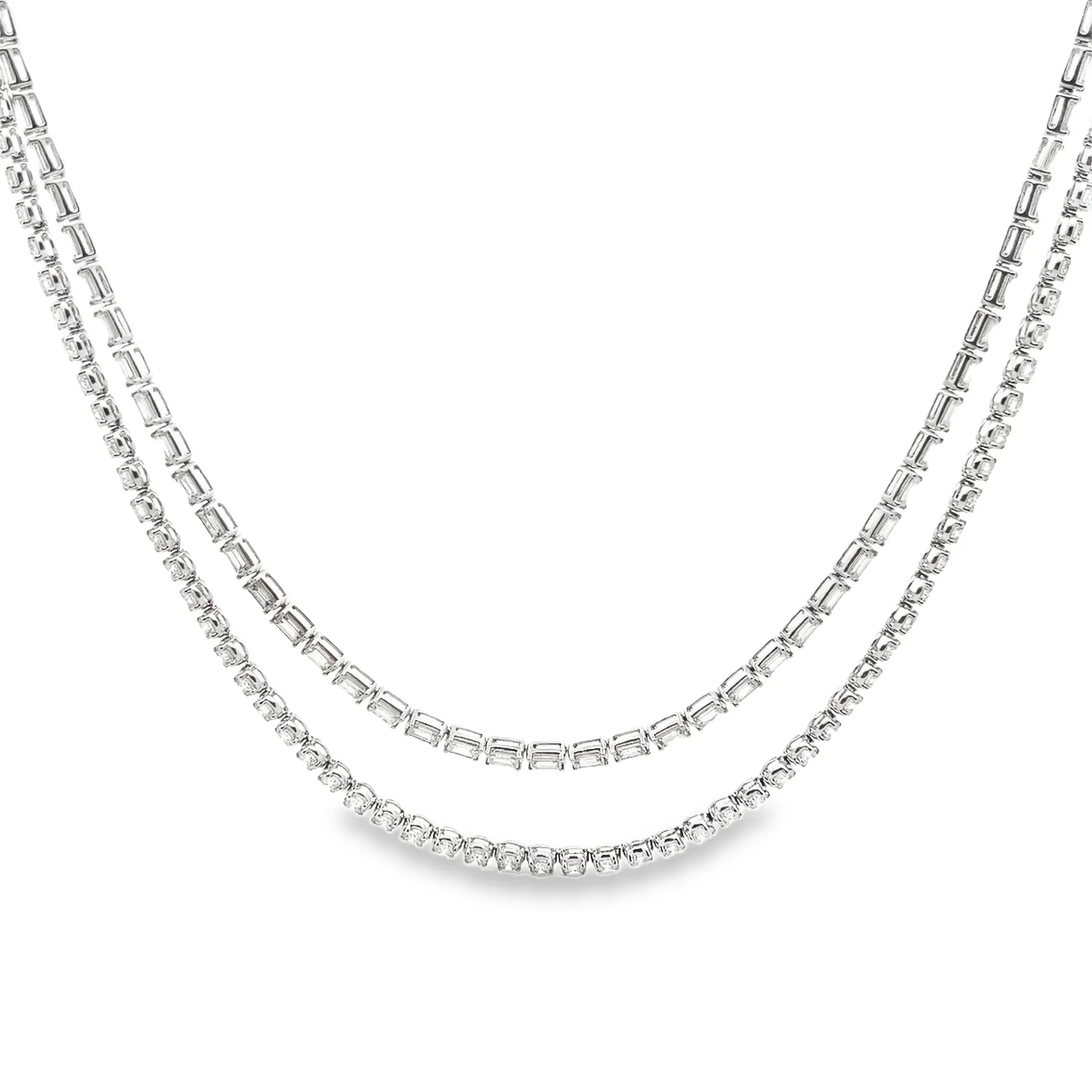 26.56ct 18k White Gold Diamond Double Necklace