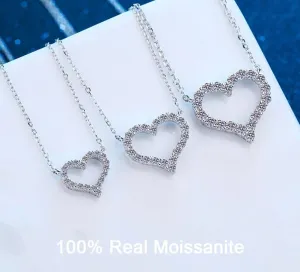 2CT VVS1 Moissanite Diamond Heart Pendant Necklace