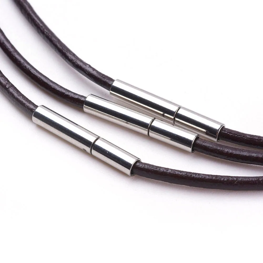 2mm Leather Necklace (40cm) - Brown