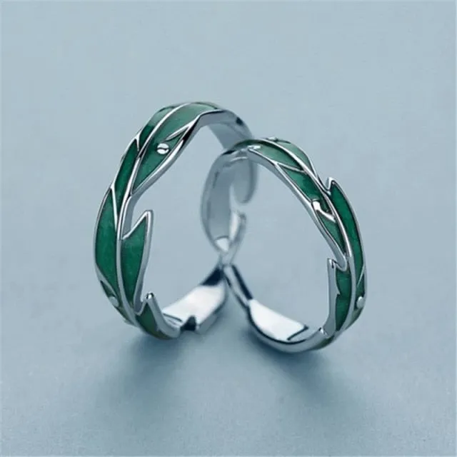 2Pcs Love Heart Electrocardiogram Couple Open Rings For Women Men Lover Black Silver Color Engagement Wedding Valentine'Day Gift