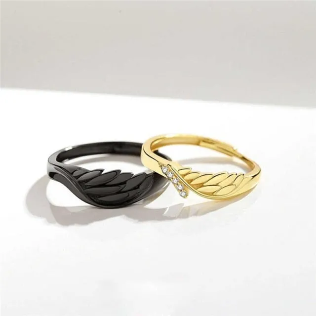 2Pcs Love Heart Electrocardiogram Couple Open Rings For Women Men Lover Black Silver Color Engagement Wedding Valentine'Day Gift