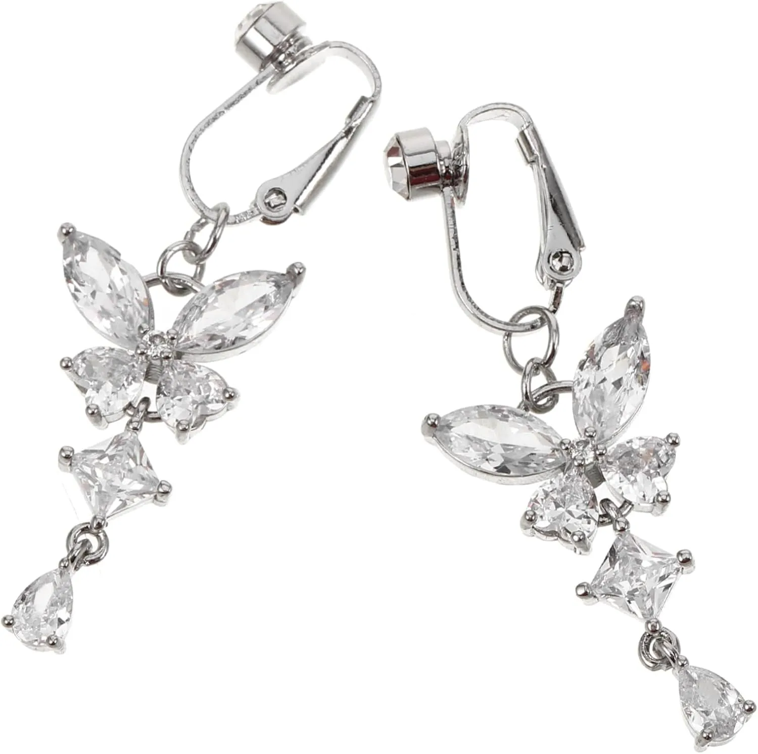 2pcs Women Belly Ring Butterfly Shape Belly Jewelry Button Piercing Dangle Navel Clip Pendant