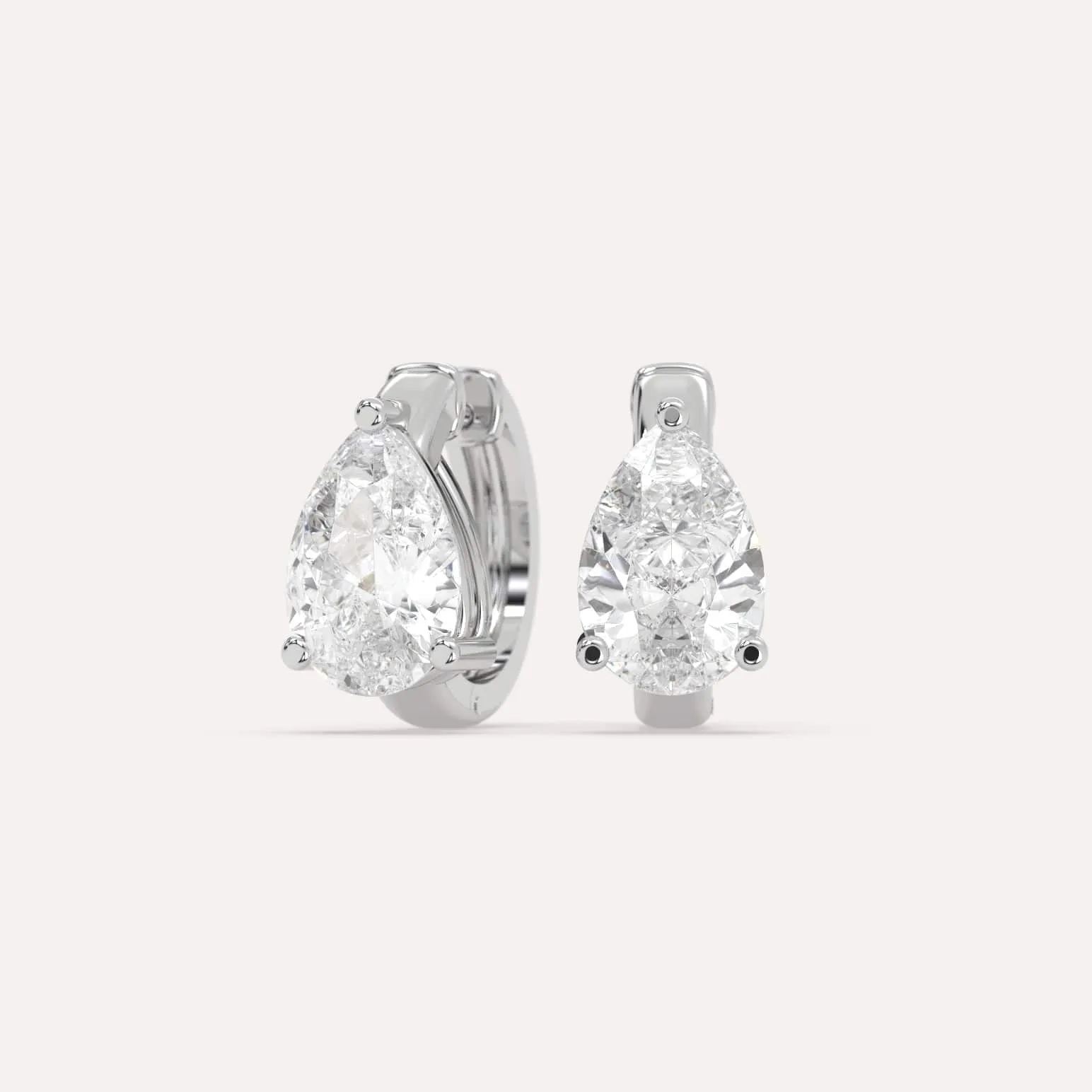 3 carat Pear Diamond Hoop Earrings