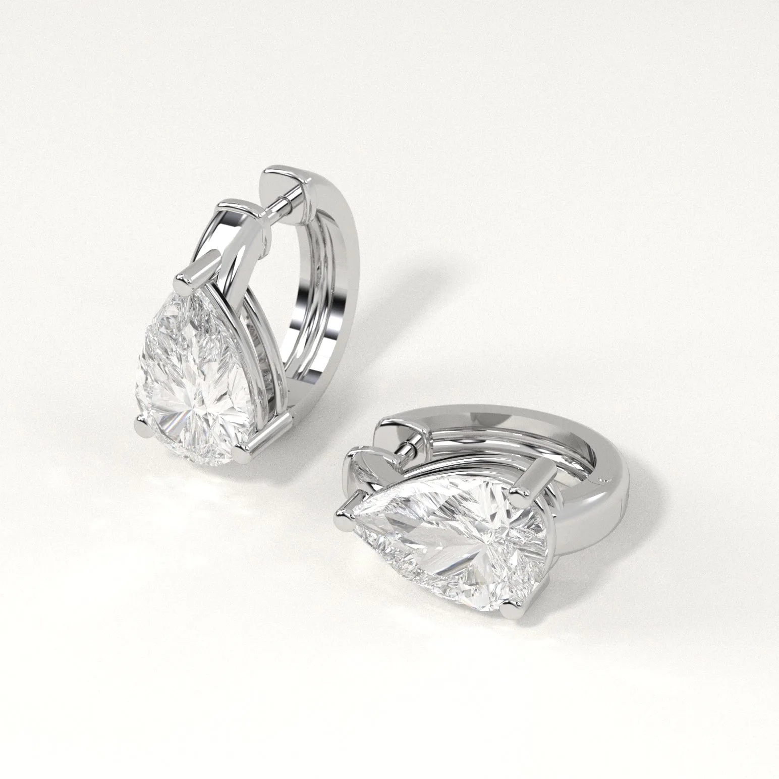 3 carat Pear Diamond Hoop Earrings