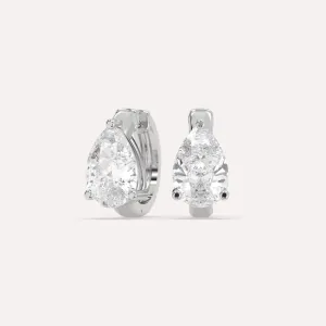 3 carat Pear Diamond Hoop Earrings