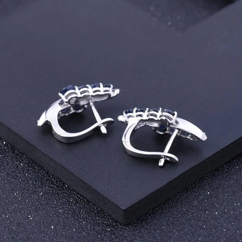 3.0Ct Natural Blue Sapphire Gemstone Earrings