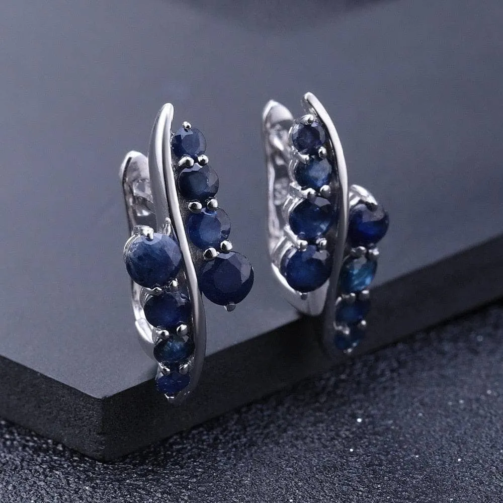 3.0Ct Natural Blue Sapphire Gemstone Earrings
