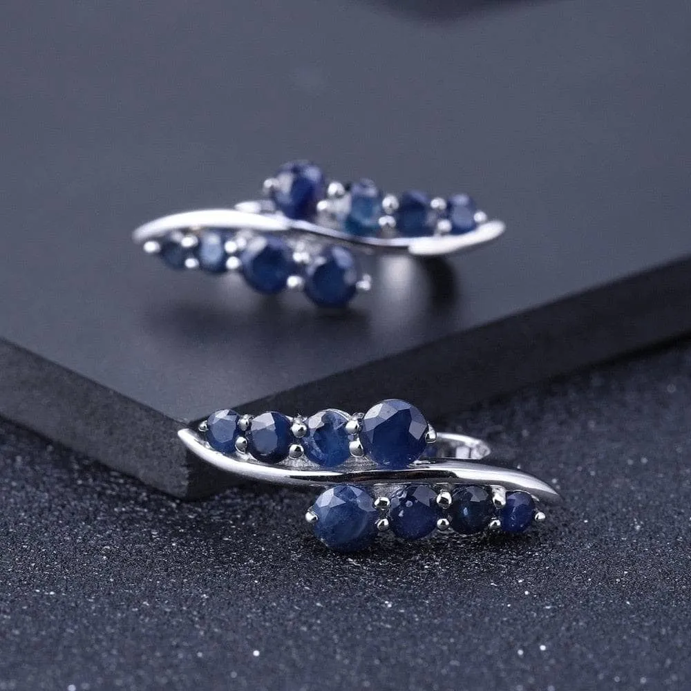 3.0Ct Natural Blue Sapphire Gemstone Earrings