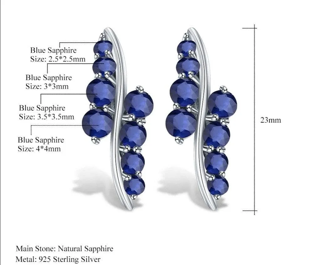 3.0Ct Natural Blue Sapphire Gemstone Earrings