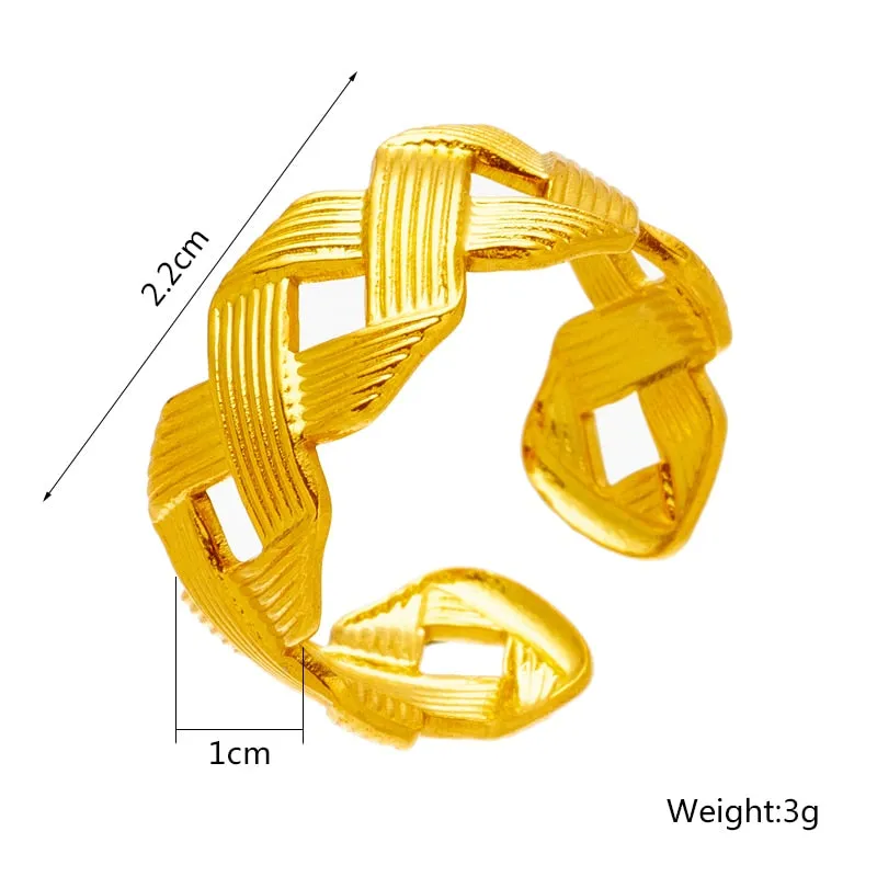 316L Stainless Steel Cross Cutout Open Ring For Women