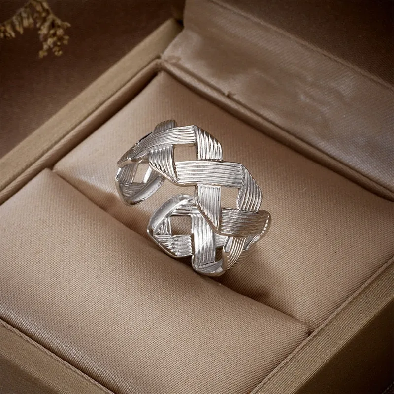 316L Stainless Steel Cross Cutout Open Ring For Women