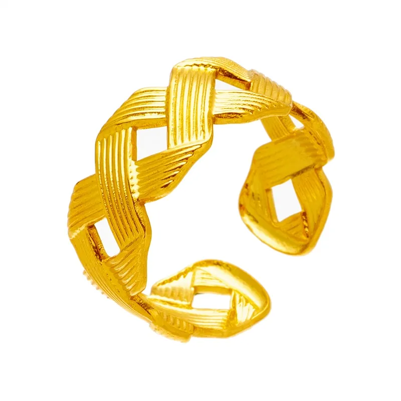 316L Stainless Steel Cross Cutout Open Ring For Women