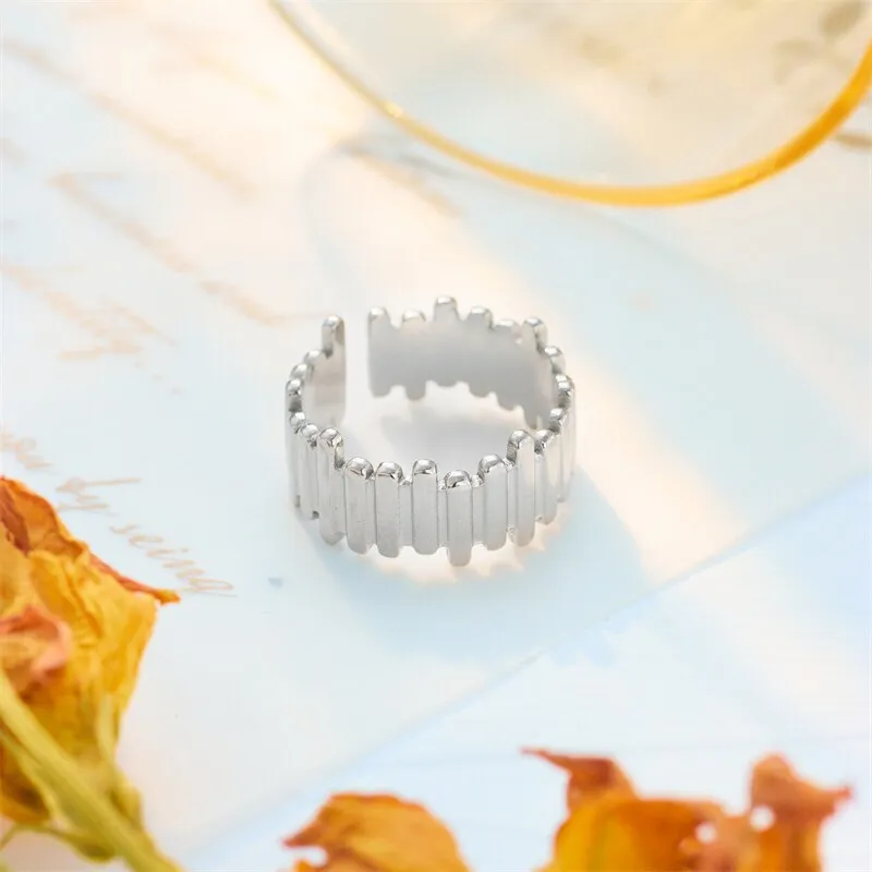 316L Stainless Steel Irregular Geometry Ring For Women