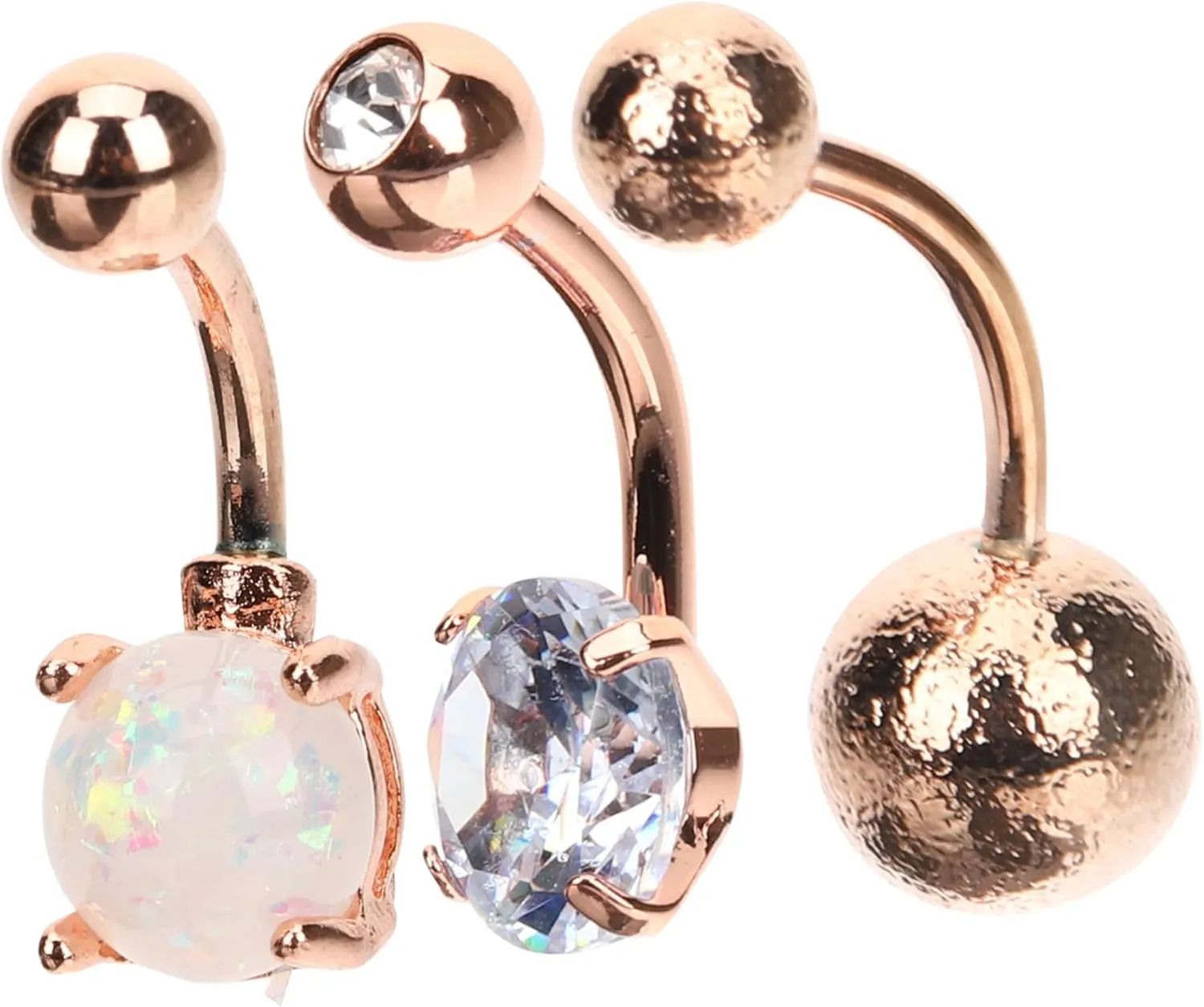 3pcs Belly Button Rings Elegant Stainless Steel Navel Piercing Jewelry Pack of Simple Belly Bars for Women