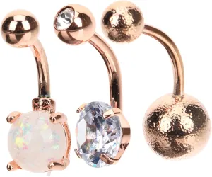 3pcs Belly Button Rings Elegant Stainless Steel Navel Piercing Jewelry Pack of Simple Belly Bars for Women