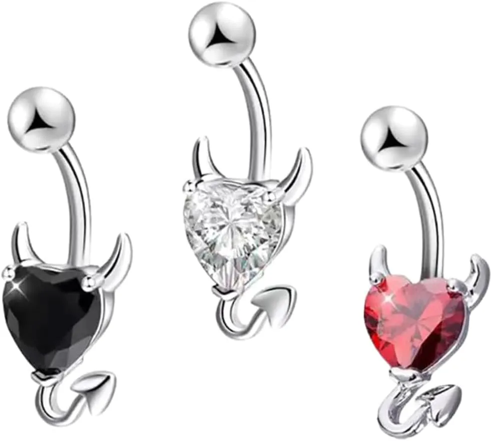 3Pcs Zircon Belly Button Rings Stylish Navel Jewelry for Women Unique Heart Design Stones Present for Any Occasion