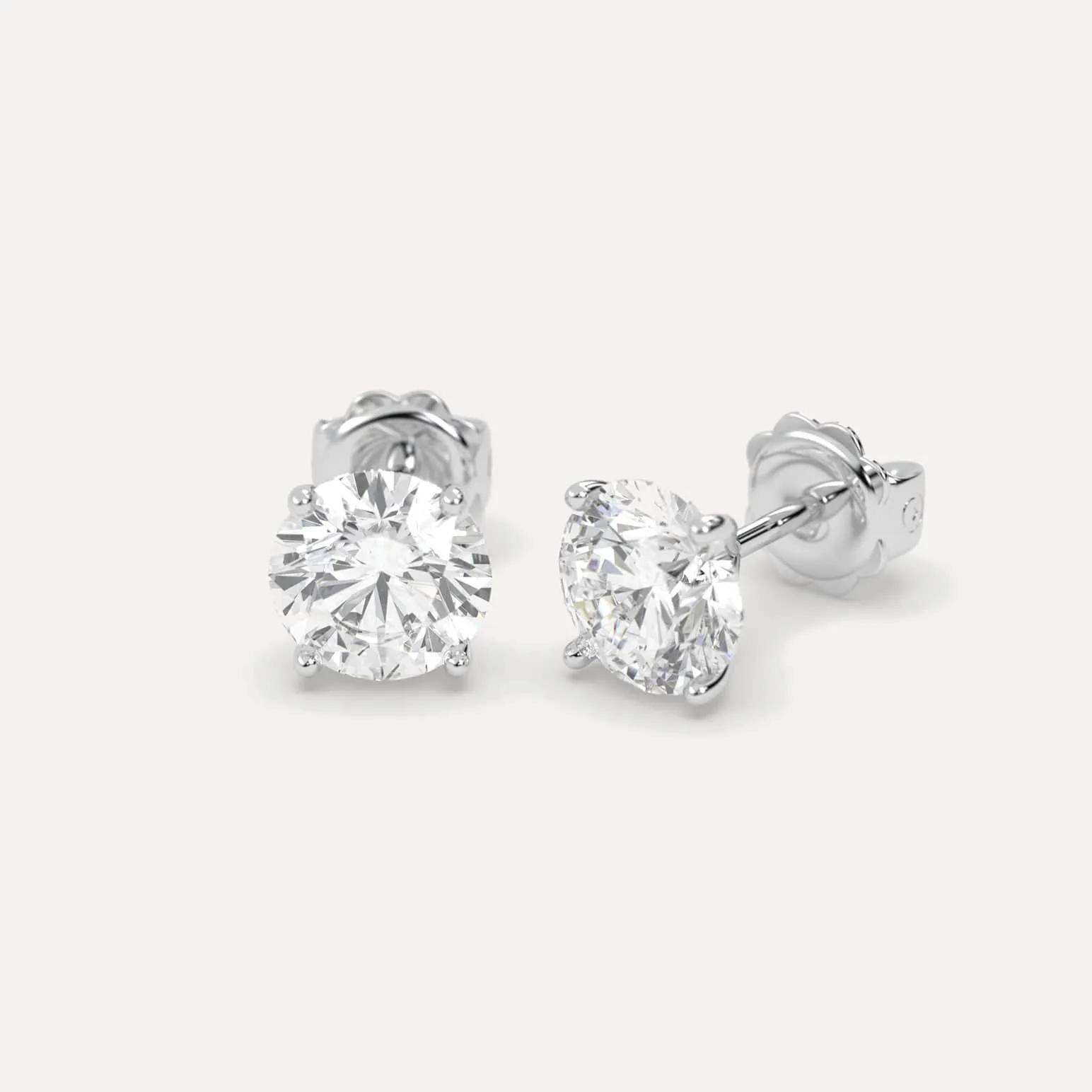 4 carat Round Diamond Stud Earrings
