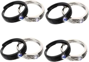 4 Pairs Cute Matching Couple Rings Angel Devil Set Adjustable White Ring Set for Parties Anniversaries Dating School Work