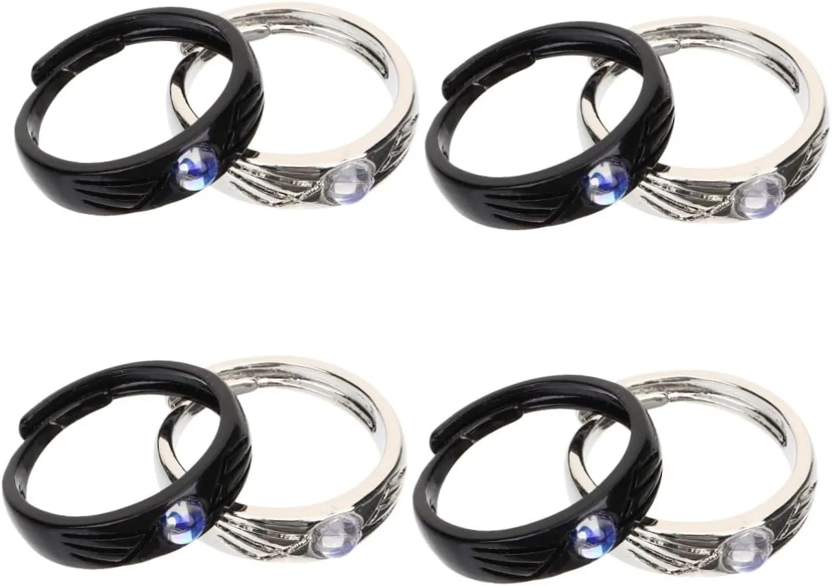 4 Pairs Cute Matching Couple Rings Angel Devil Set Adjustable White Ring Set for Parties Anniversaries Dating School Work
