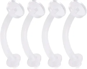 4pcs 16g Curved Barbell Eyebrow Piercing Rings Clear Retainer Bioflex Bendable Flexible Acrylic Invisible Gauge Pick Size