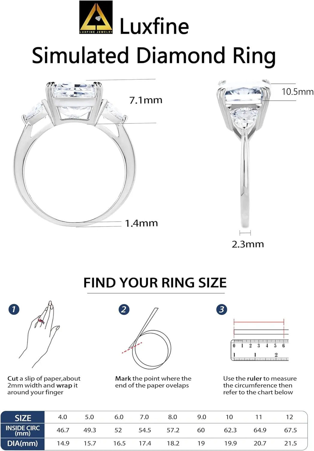 5 CT Diamond Rings for Women, Engagement Rings,Princess Cut Ring 925 Sterling Silver Simulated Diamond Jewelry(ClearYellowPink) with Gift Box