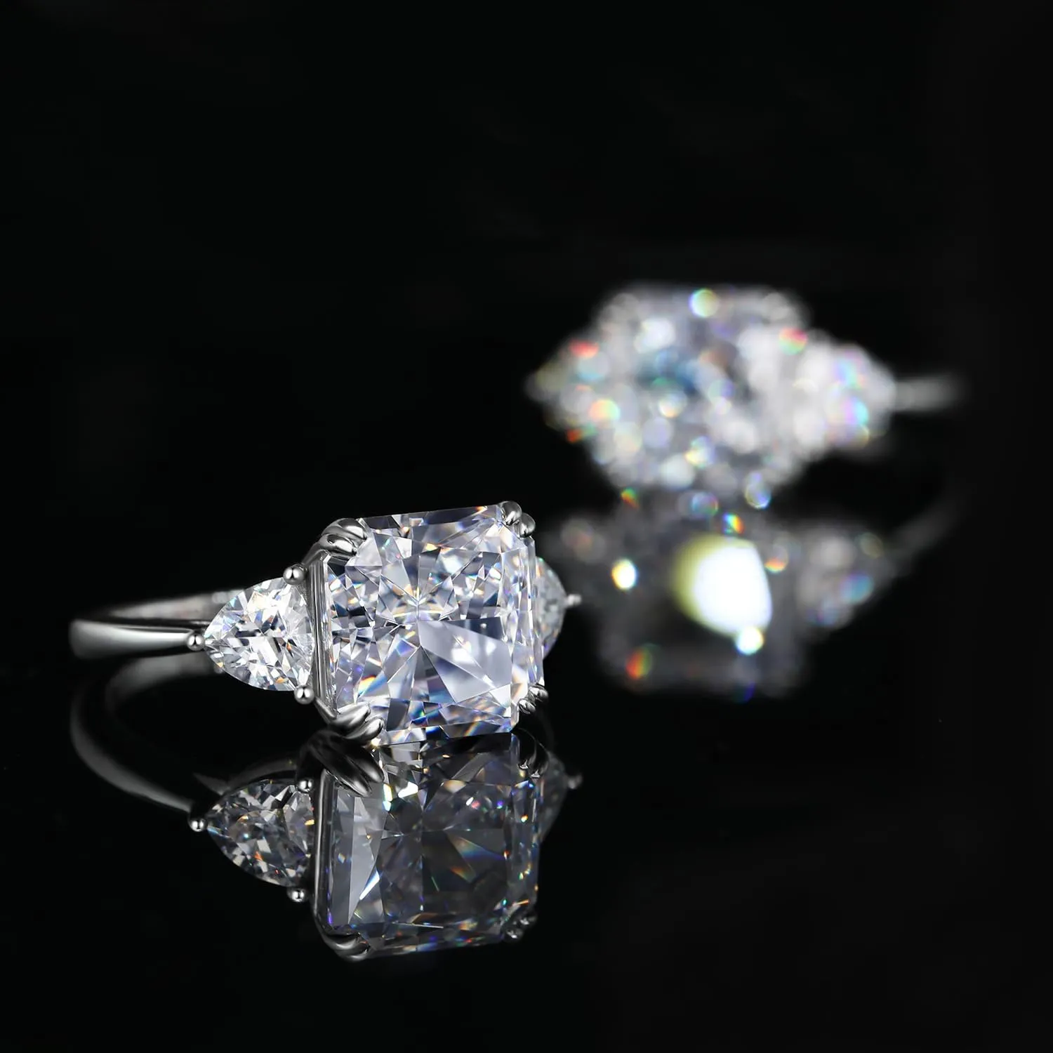 5 CT Diamond Rings for Women, Engagement Rings,Princess Cut Ring 925 Sterling Silver Simulated Diamond Jewelry(ClearYellowPink) with Gift Box