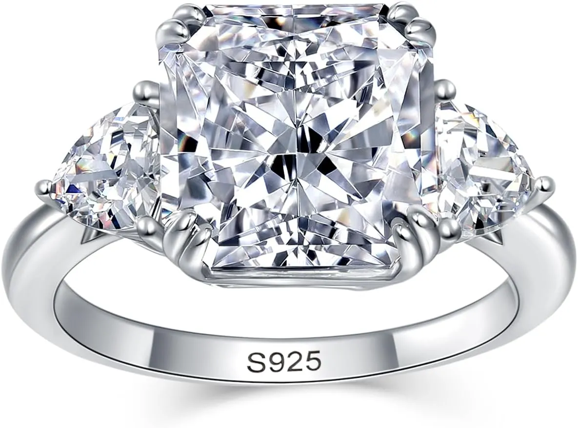 5 CT Diamond Rings for Women, Engagement Rings,Princess Cut Ring 925 Sterling Silver Simulated Diamond Jewelry(ClearYellowPink) with Gift Box
