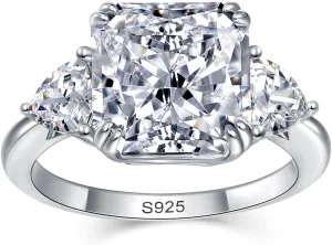 5 CT Diamond Rings for Women, Engagement Rings,Princess Cut Ring 925 Sterling Silver Simulated Diamond Jewelry(ClearYellowPink) with Gift Box