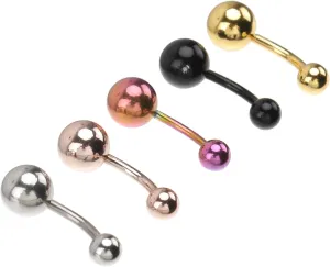 5pcs Ball Belly Button Ring Cute for Women Silver Gold Cute Belly Button Rings Short Navel Ornaments Body Piercing Jewelries Fashion Belly Jewelry Belly Decor Stainless Steel