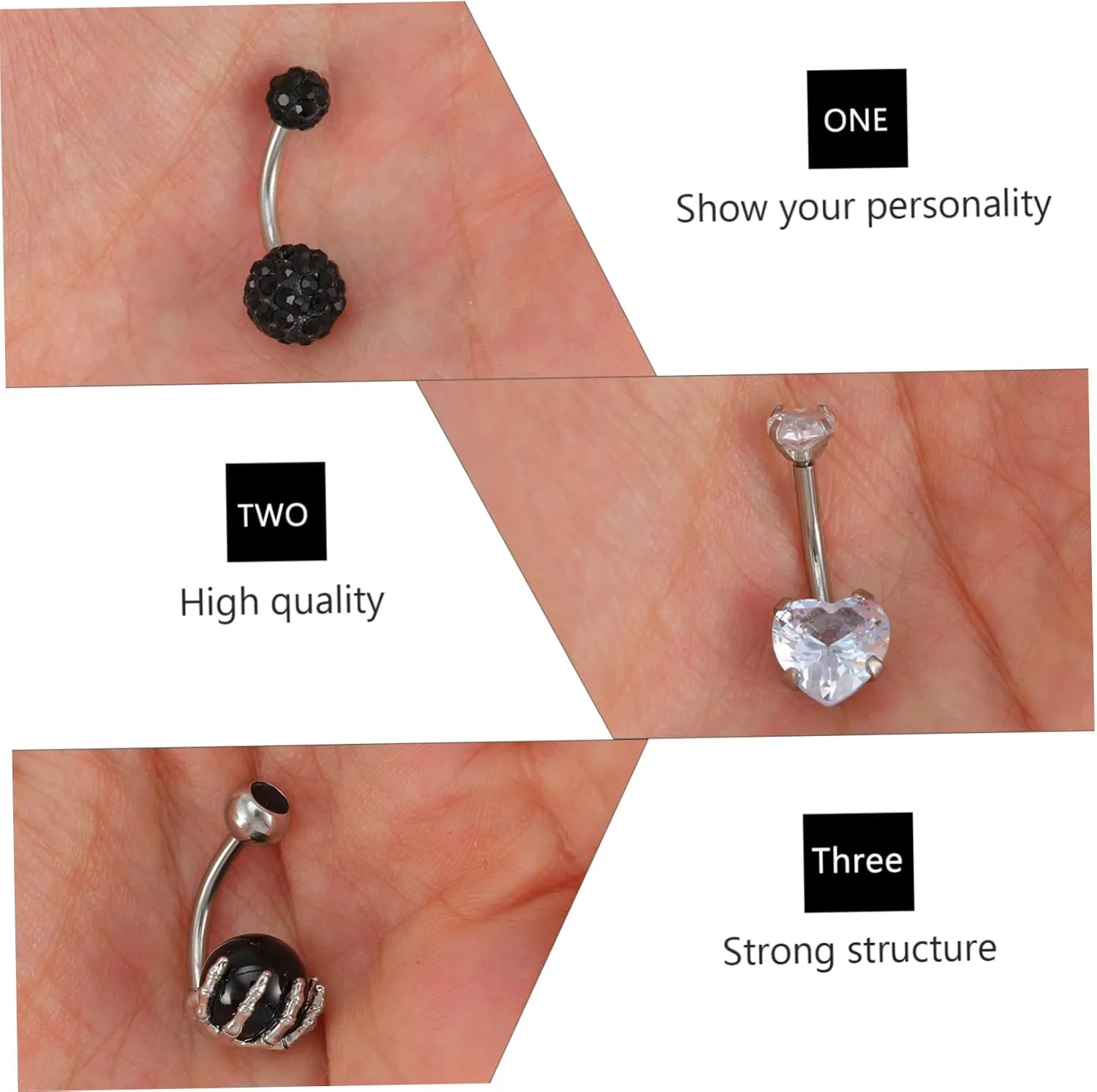6 Pcs 1 Set Navel Ring Set Beautiful Belly Rings Belly Piercing Jewelries Fashionable Navel Rings