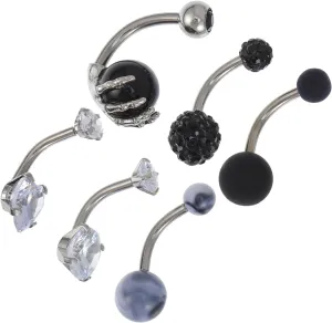 6 Pcs 1 Set Navel Ring Set Beautiful Belly Rings Belly Piercing Jewelries Fashionable Navel Rings