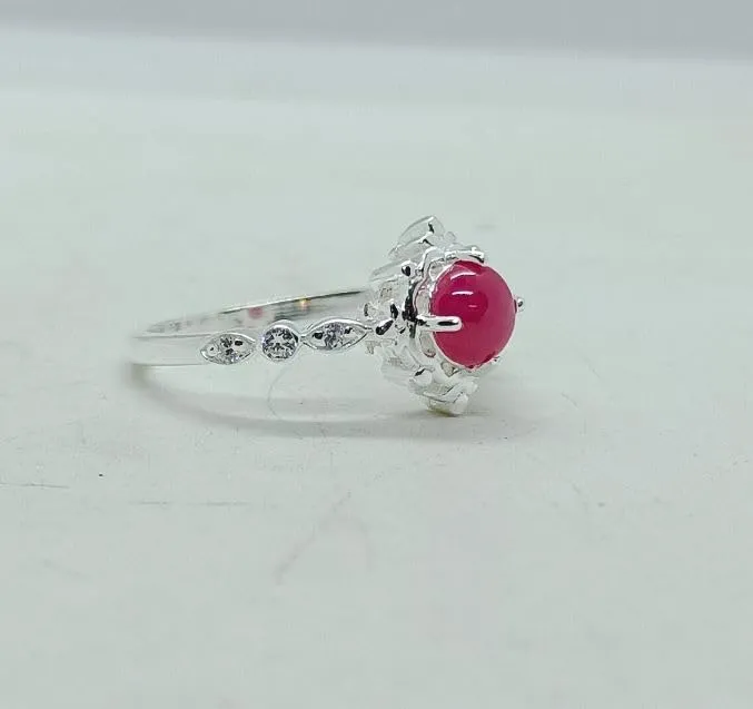 6mm Round Pink Lindy Star Sapphire Ring 925 Sterling Silver Handmade 6 Rays Star Sapphire Rings Birthday Gifts