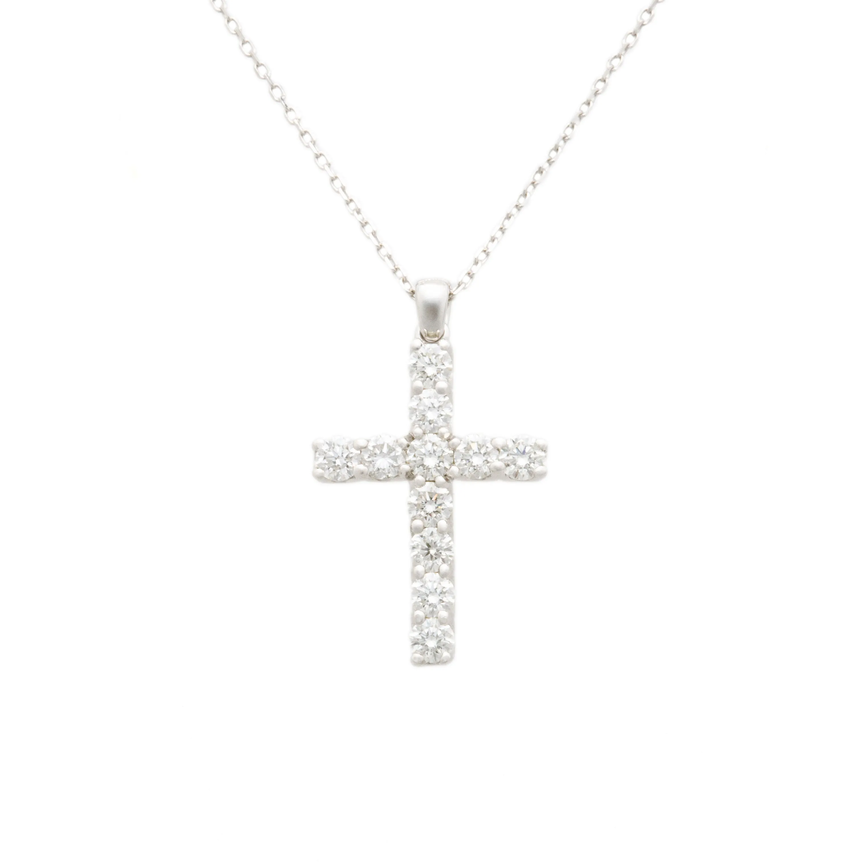 .70ct 14k White Gold Diamond Cross & Chain